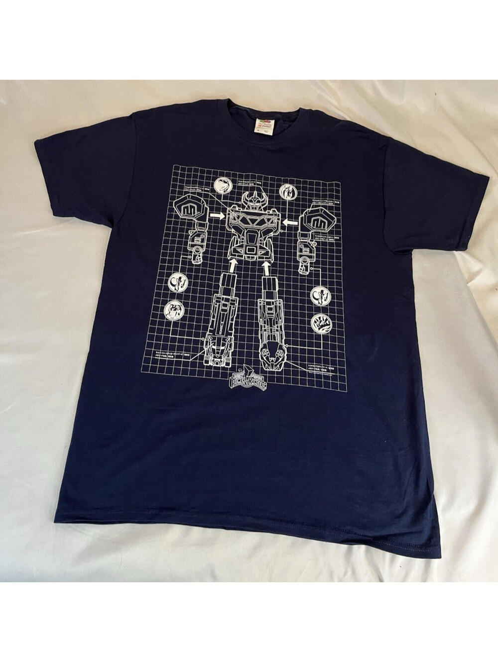 Mighty Morphin Power Rangers T-Shirt Mens Medium Megazord Diagram Schematic